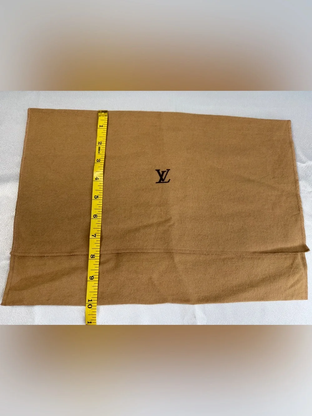 Louis Vuitton LV Brown Camel Envelope -style Dust Bag w/ the classic black LV